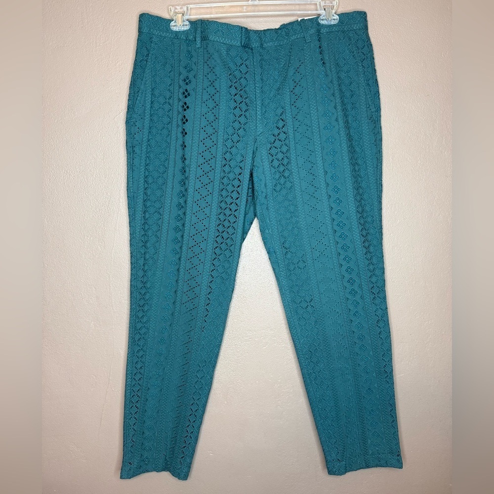 International Concepts Eyelet Patterned Ankle Pants in Island Breeze Size 1X NWT